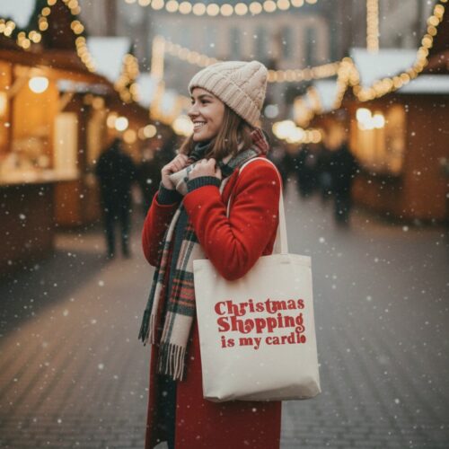 Platnena vrečka Christmas shopping is my cardio