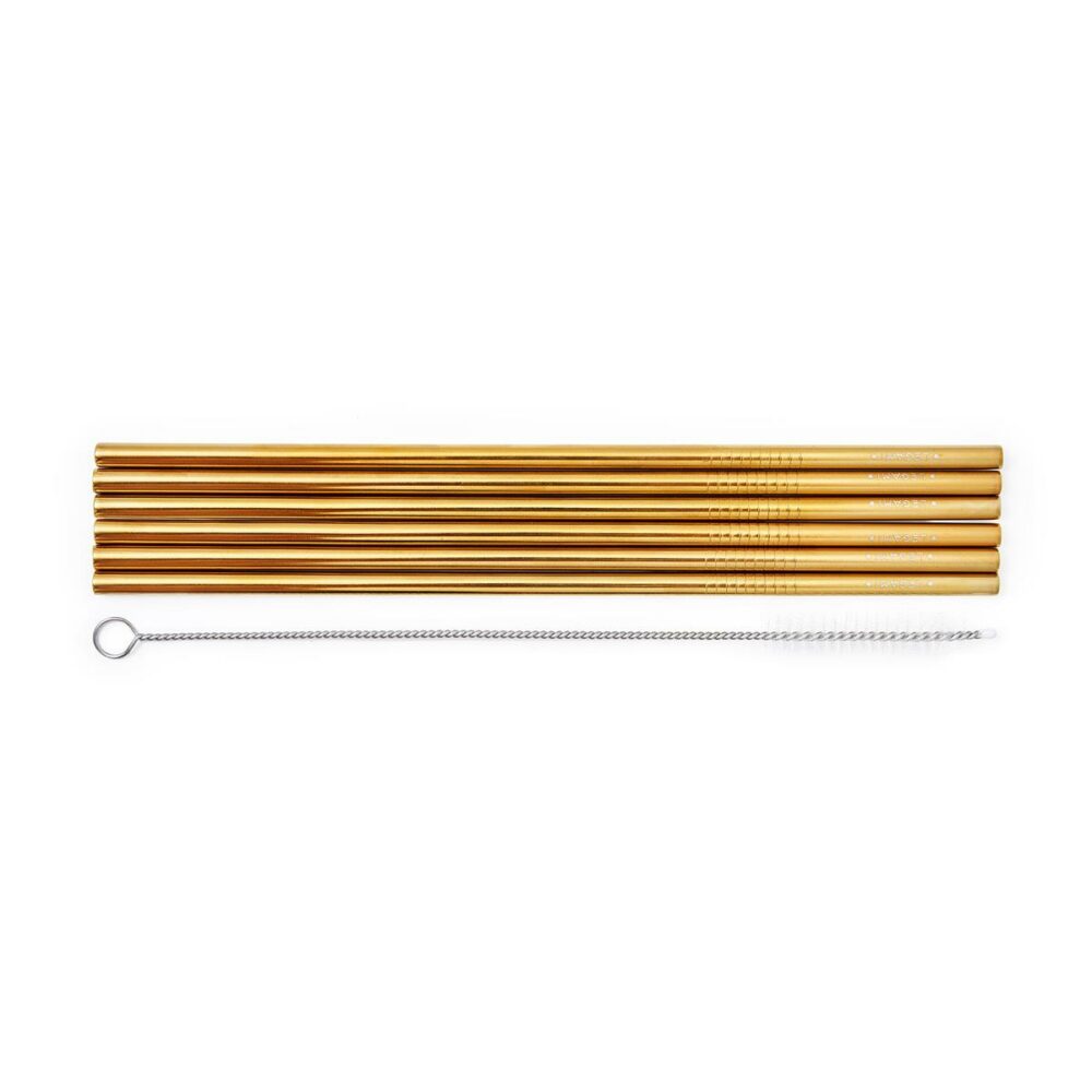 Set šestih kovinskih slamic Gold