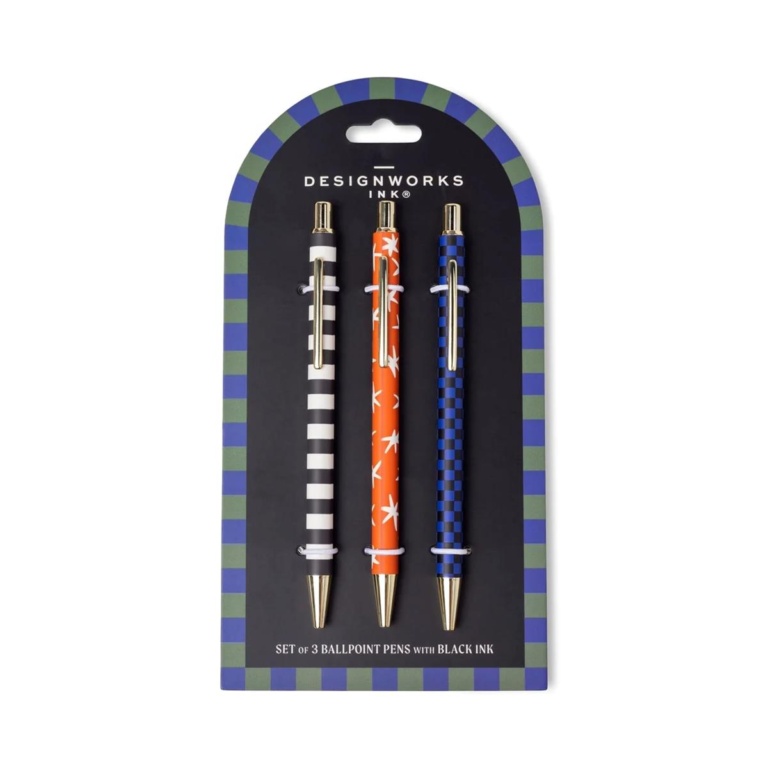 Set 3 kemičnih svinčnikov Stripe, Star, Check Designworks Ink SBP-1010EU